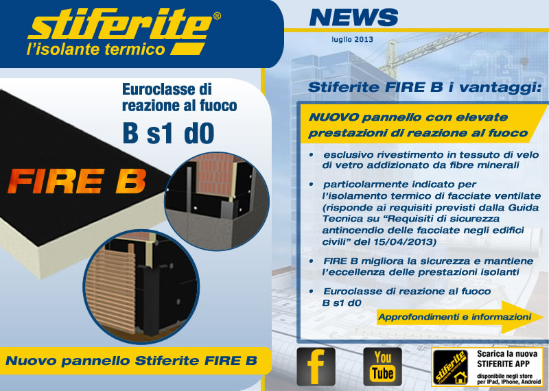 Stiferite FIRE B - nuovo pannello con elevate prestazioni di reazione al fuoco